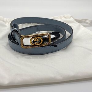 Gucci | Accessories | Gucci Blue Gg Thin Belt Nwot | Poshmark display picture 1